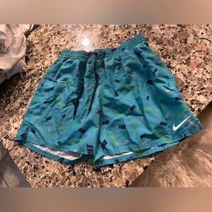 Nike Blue and Green Patterned Swim Shorts Trunks size L